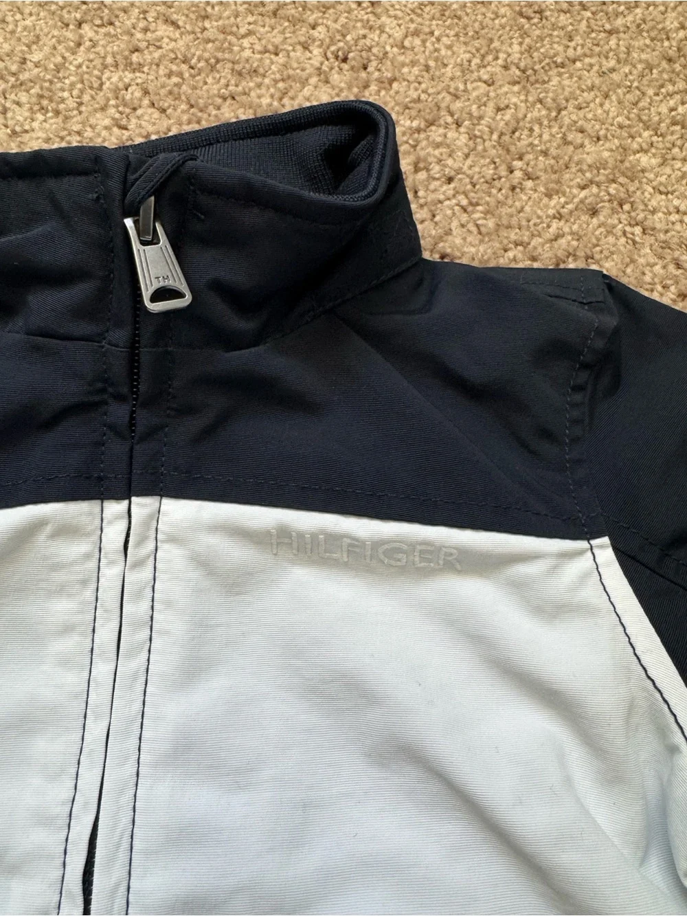 Tommy Hilfiger Colorblock Hooded Full Zip Windbreaker Jacket Navy Red White 24M